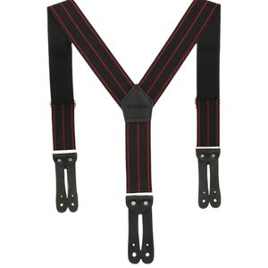 Welch 2" Y-Back Work Button-On Suspender with Black with Red Pinstriped
